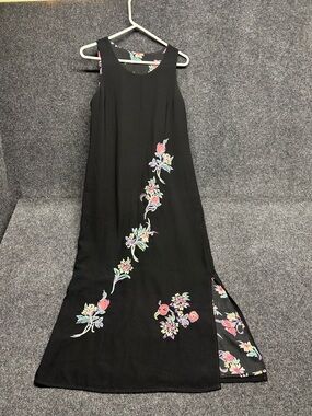 Vintage black floral maxi embroidered reversible boho wedding guest cocktail